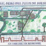 Coloured plan of Mellor Mill and outbuildings by Squeaky Dixon